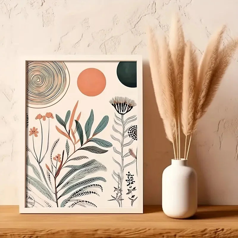 Boho Floral Modern Canvas Art Set