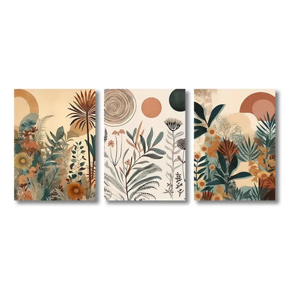 Boho Floral Modern Canvas Art Set - CJ50077-3PCS / 50x70cm no frame