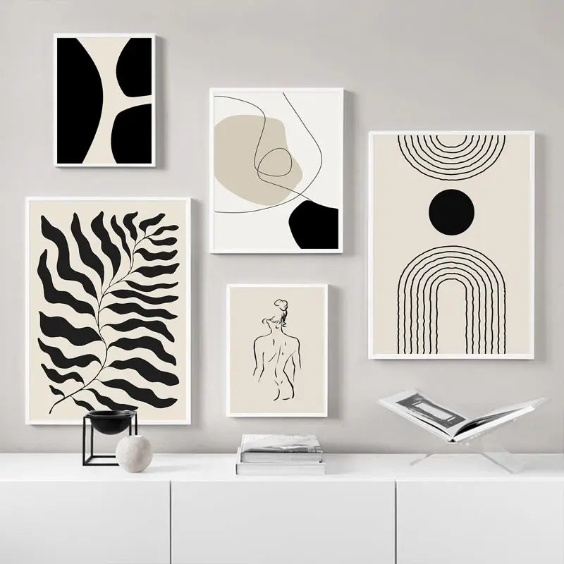 Boho Geometric Line Canvas Wall Art - Posters