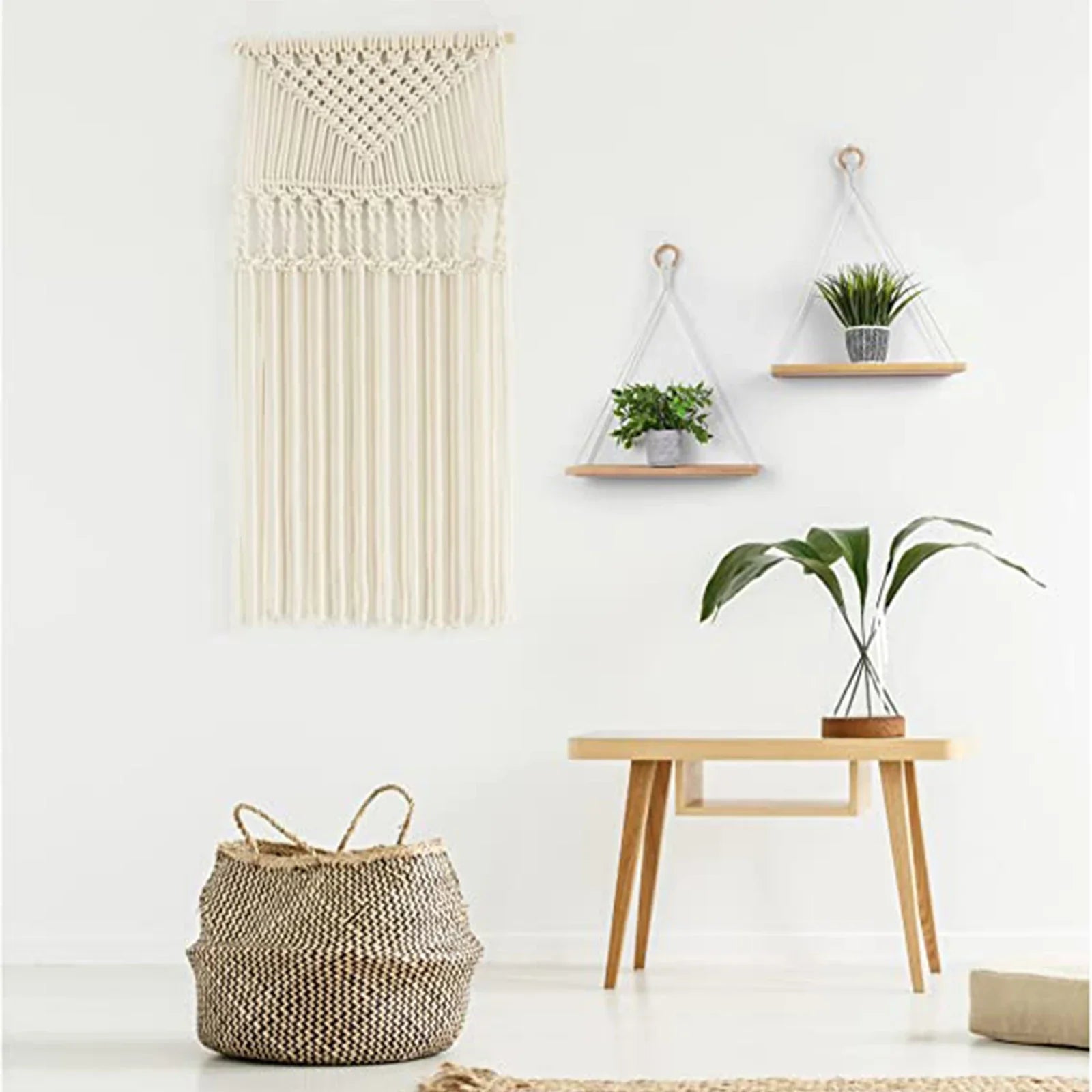 Boho Macrame Hanging Wall Shelf