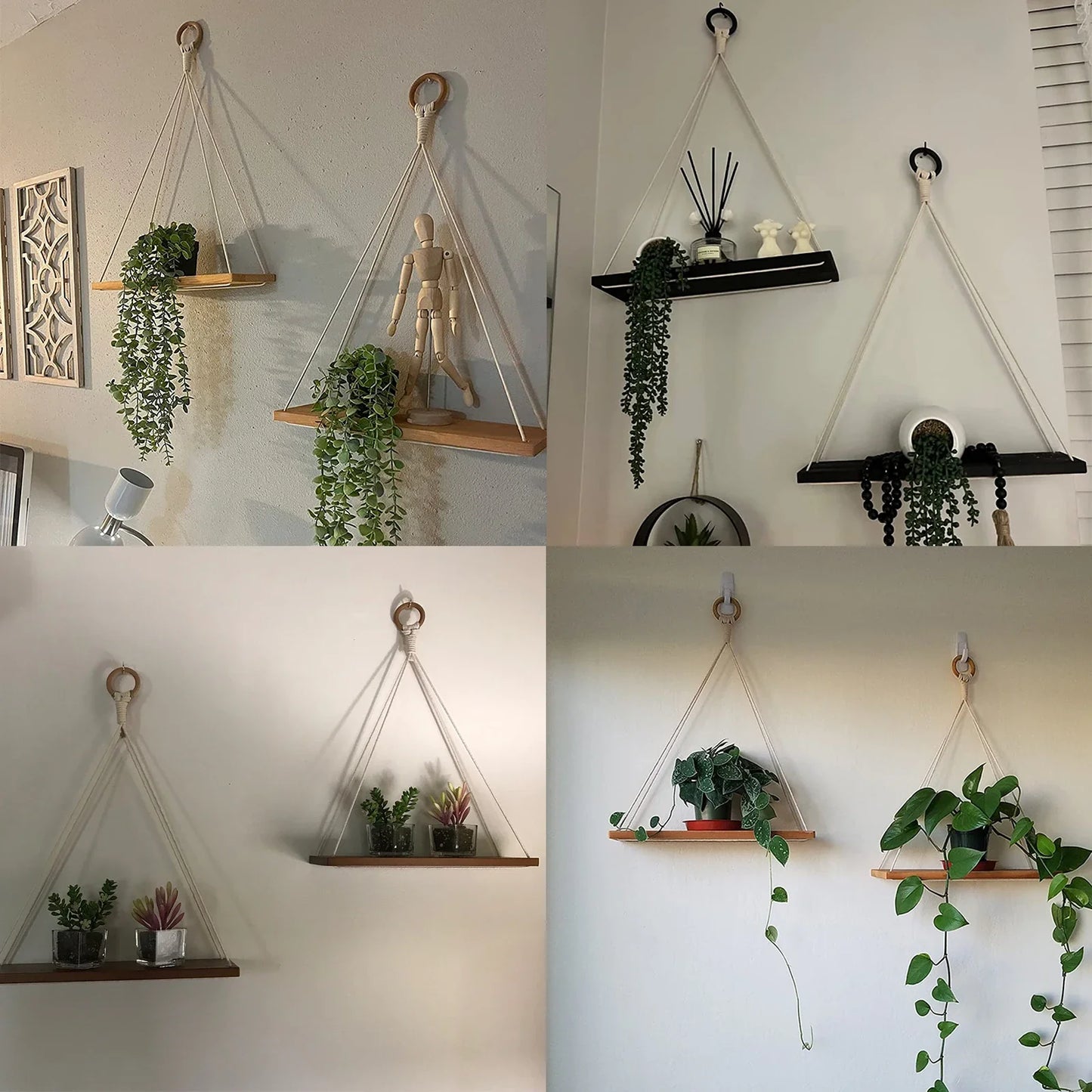 Boho Macrame Hanging Wall Shelf
