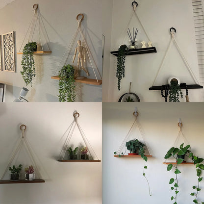 Boho Macrame Hanging Wall Shelf