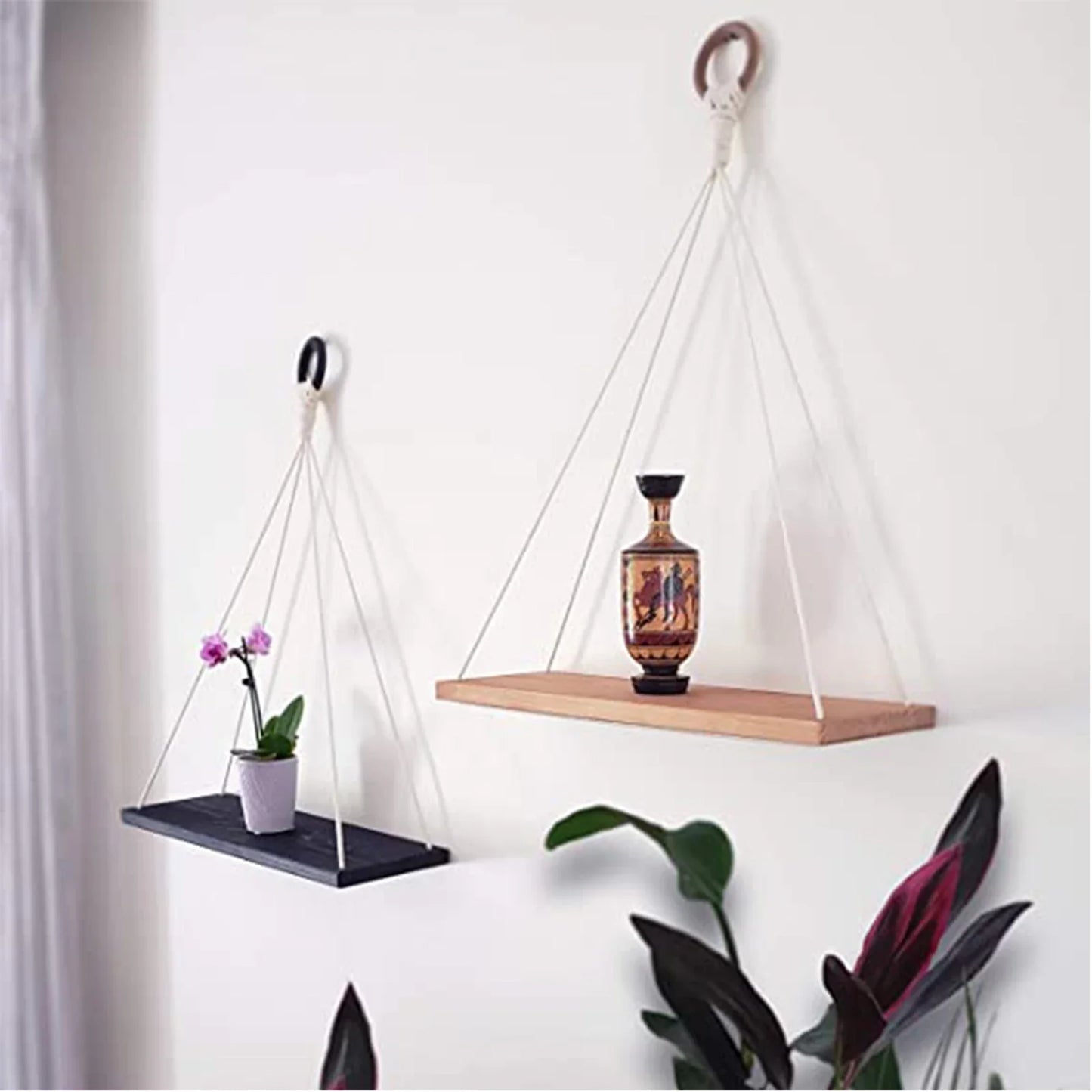 Boho Macrame Hanging Wall Shelf
