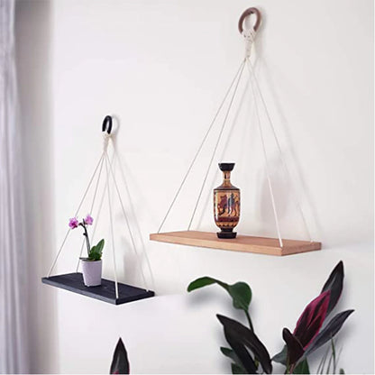 Boho Macrame Hanging Wall Shelf