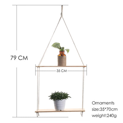 Boho Macrame Wall Shelf for Home Decor