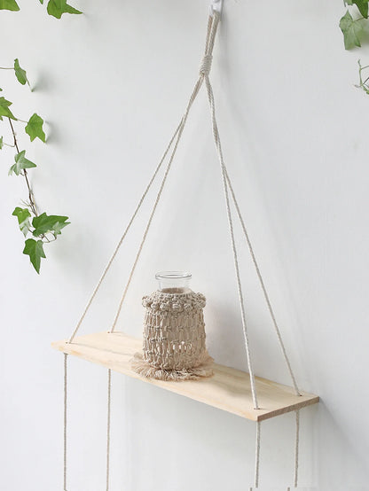 Boho Macrame Wall Shelf for Home Decor