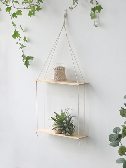 Boho Macrame Wall Shelf for Home Decor