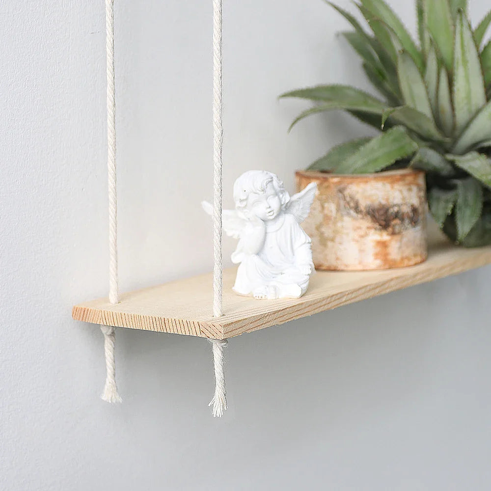Boho Macrame Wall Shelf for Home Decor