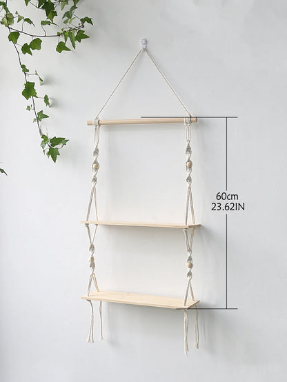Boho Macrame Wall Shelf for Home Decor
