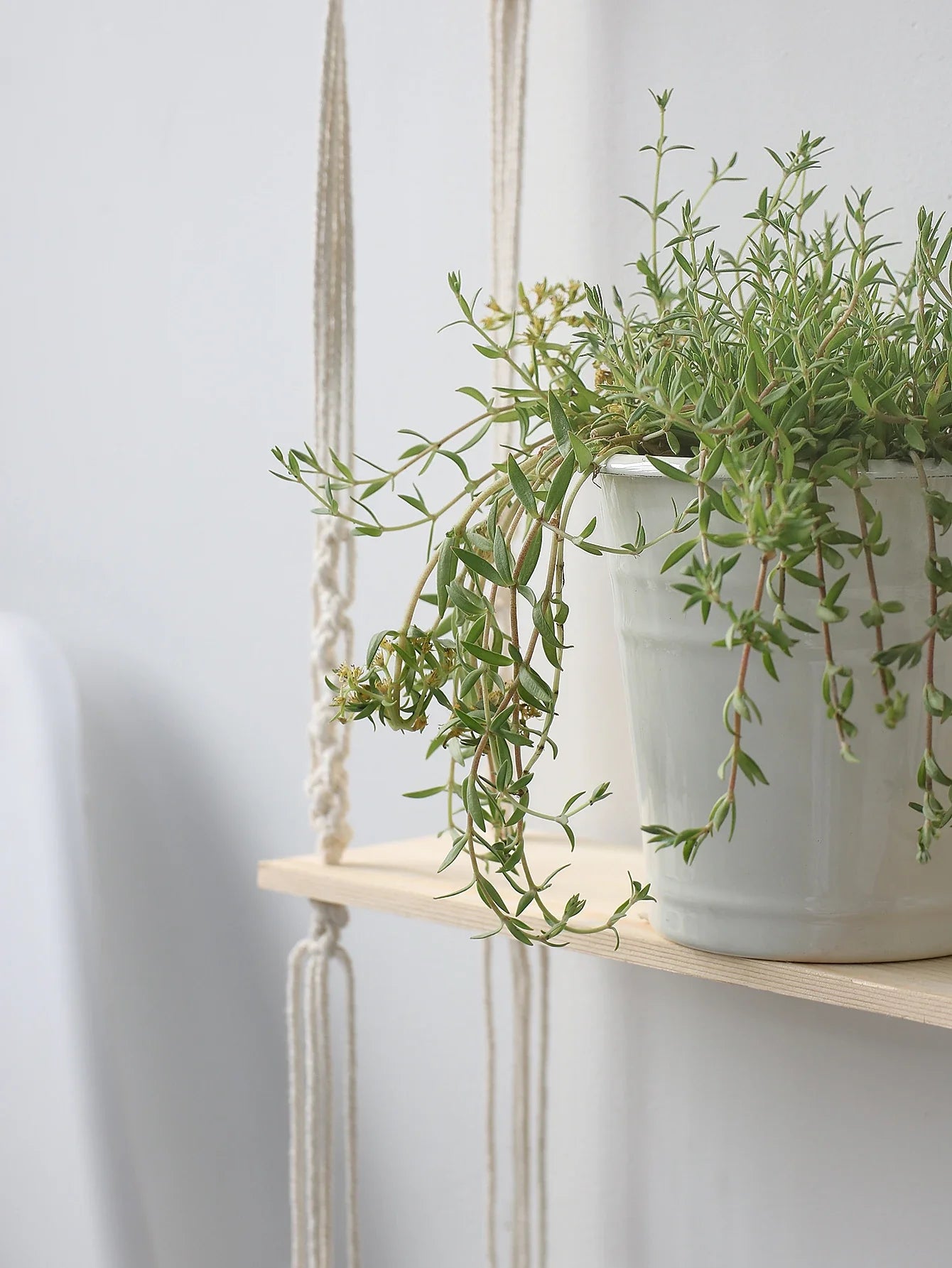 Boho Macrame Wall Shelf for Home Decor