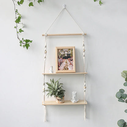 Boho Macrame Wall Shelf for Home Decor - TK-M0692