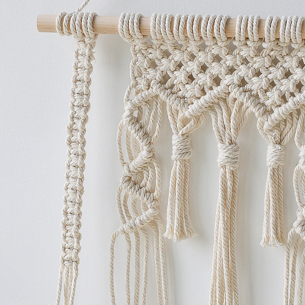 Boho Macrame Wood Wall Shelf Home Decor