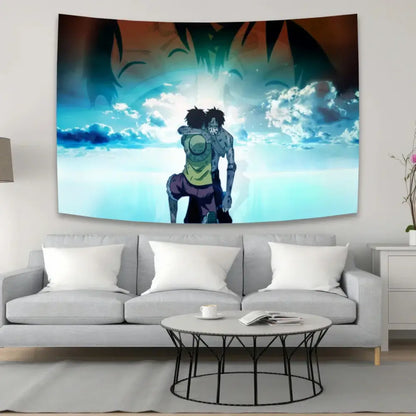 Boho red and white one piece character canvas tapestry with vibrant anime decorbites anime design for bedroom decor