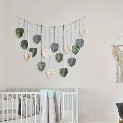 Boho Style Handmade Tapestry Room Photo Leaves Wall Decoration Wall Hanging Tapestry For Living Room Office Home Decor