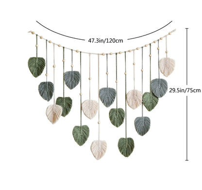 Boho Style Handmade Tapestry Room Photo Leaves Wall Decoration Wall Hanging Tapestry For Living Room Office Home Decor