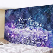Boho sun moon purple and blue galaxy wall hanging with detailed white sun moon mandala for bedroom decorbites decorbites boho sun