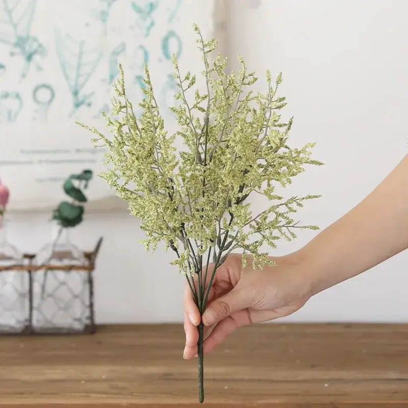 Boho wicker basket with light green decorbites forever dancing grass featuring slender stems and feathery foliage