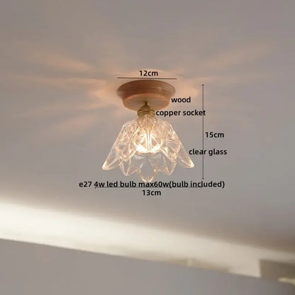 Boho woven rattan wood led ceiling light featuring a clear glass pendant with copper wood led socket decorbites copper wood