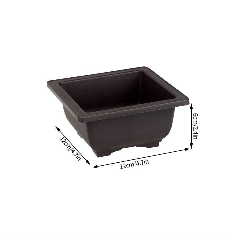 Black rectangular plastic plant pot with rounded corners and raised rim for succulents and para plantas outdoor use