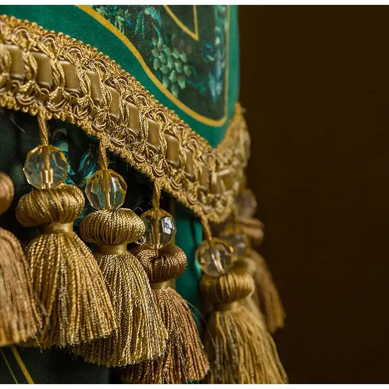 Gold tassel curtain tie-back with intricate braided trim and crystal beads for decorbites botanic garden velvet blackout curtains