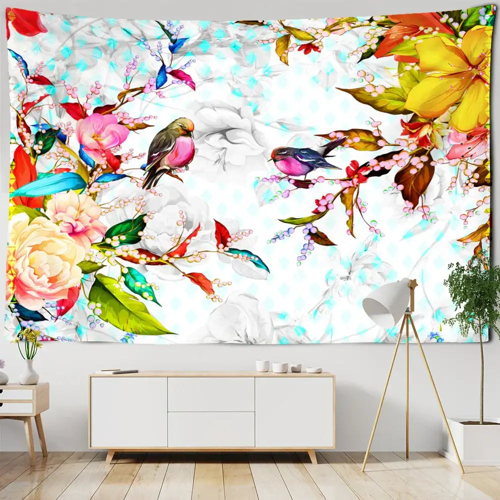 Vibrant decorbites botanical flying bird wall hanging with colorful birds on branches for living room decor