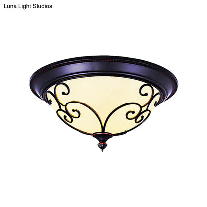 DecorBites™ Bowl Bedroom Flush Mount Lamp - Classic Frosted Glass LED Ceiling Light, White - Warm/White Light, 12.5"/19.5" Wide