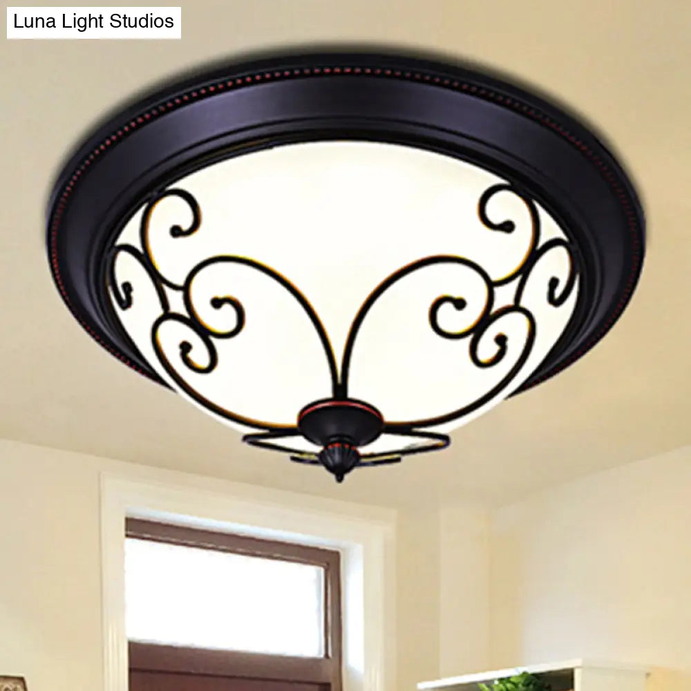 DecorBites™ Bowl Bedroom Flush Mount Lamp - Classic Frosted Glass LED Ceiling Light, White - Warm/White Light, 12.5"/19.5" Wide