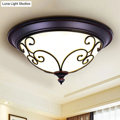 DecorBites™ Bowl Bedroom Flush Mount Lamp - Classic Frosted Glass LED Ceiling Light, White - Warm/White Light, 12.5"/19.5" Wide