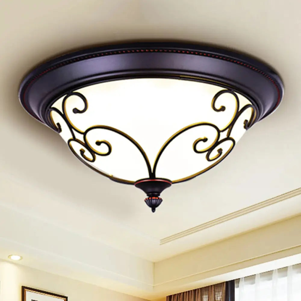 DecorBites™ Bowl Bedroom Flush Mount Lamp - Classic Frosted Glass LED Ceiling Light, White - Warm/White Light, 12.5"/19.5" Wide