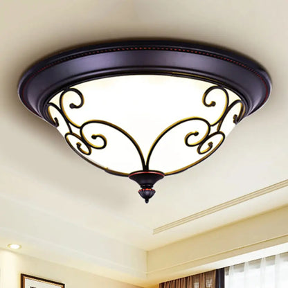 DecorBites™ Bowl Bedroom Flush Mount Lamp - Classic Frosted Glass LED Ceiling Light, White - Warm/White Light, 12.5"/19.5" Wide