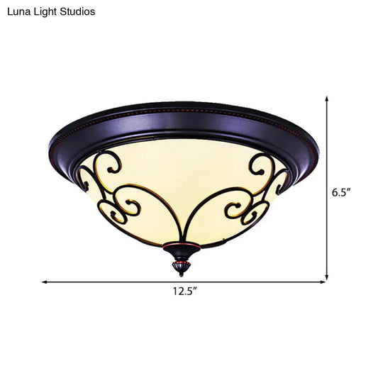 DecorBites™ Bowl Bedroom Flush Mount Lamp - Classic Frosted Glass LED Ceiling Light, White - Warm/White Light, 12.5"/19.5" Wide