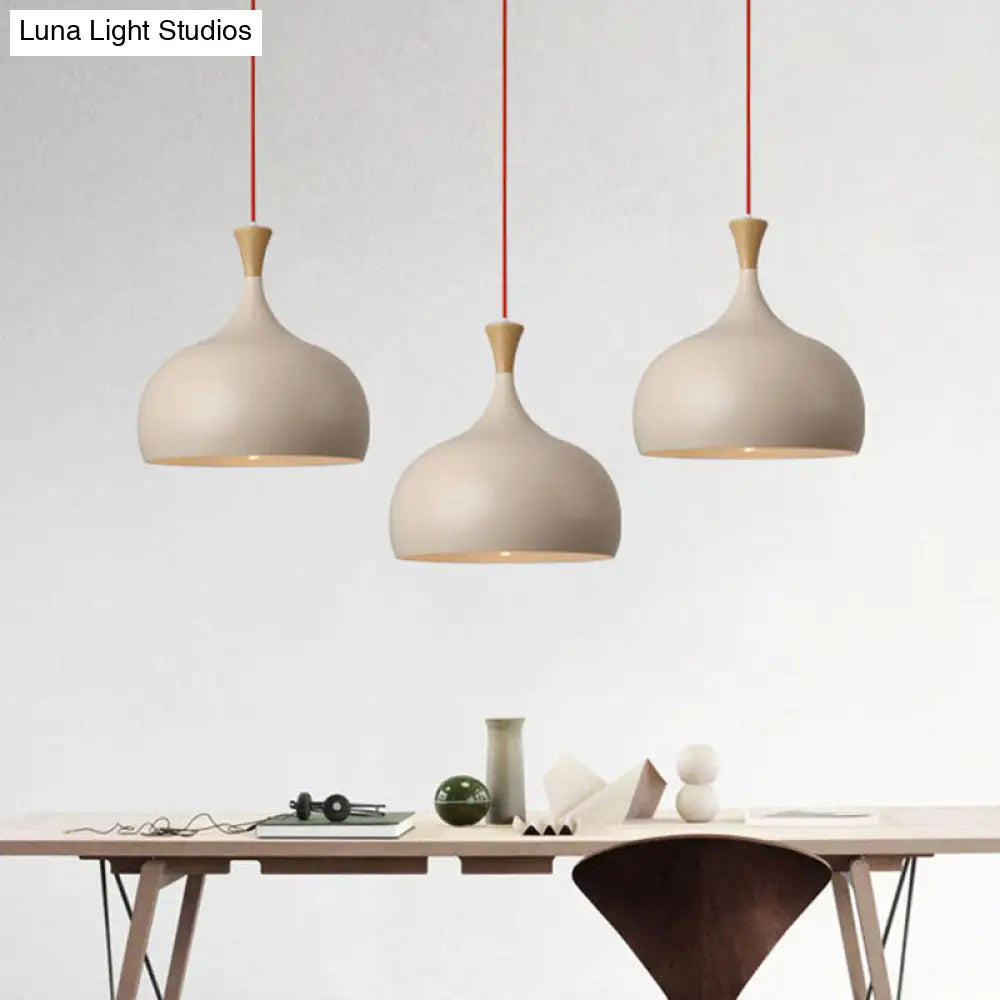 Bowl Ceiling Lamp - Modern Metal Hanging Light Fixture with Wood Cap"