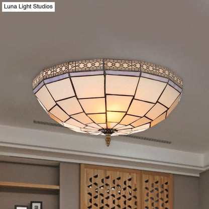 Lámpara de techo empotrada DecorBites™ Bowl de 8"/8.5"/10" con vitral y 3 luces en color beige - Iluminación empotrada tradicional para sala de estar