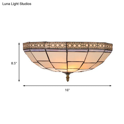 Lámpara de techo empotrada DecorBites™ Bowl de 8"/8.5"/10" con vitral y 3 luces en color beige - Iluminación empotrada tradicional para sala de estar