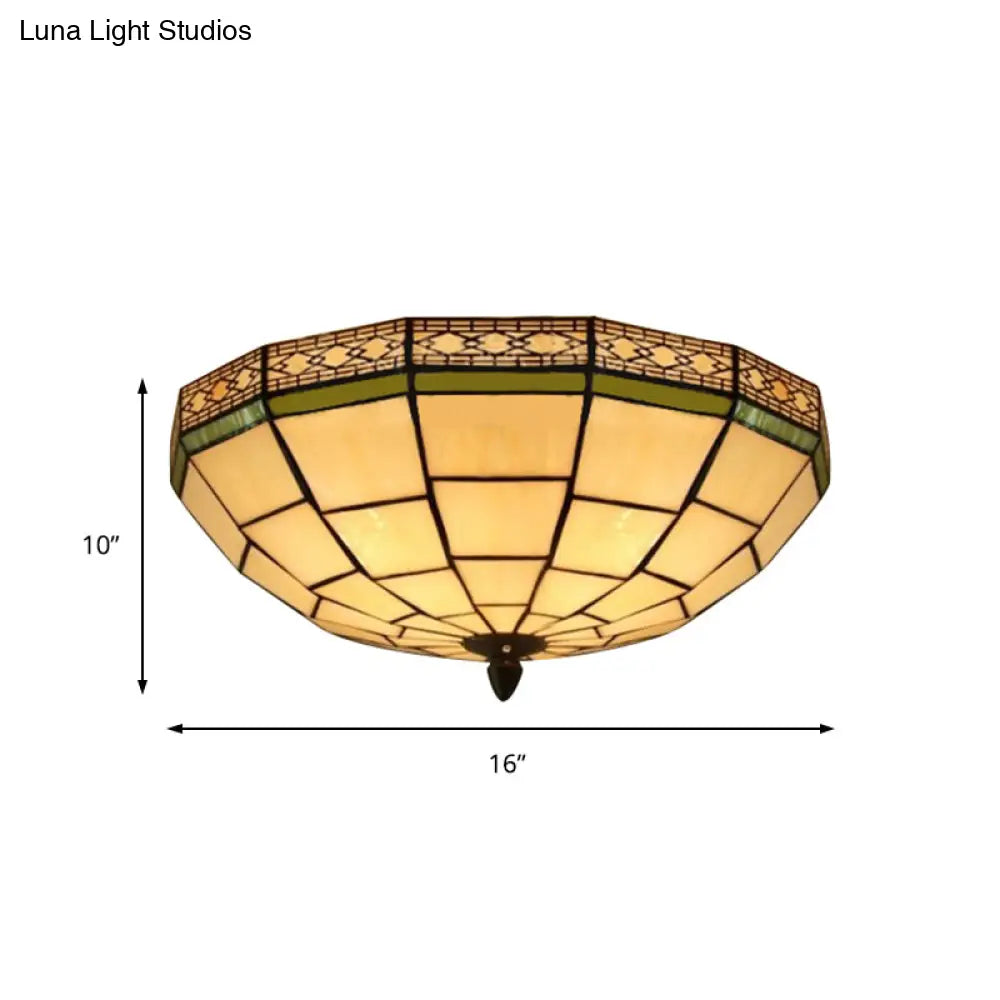 Lámpara de techo empotrada DecorBites™ Bowl de 8"/8.5"/10" con vitral y 3 luces en color beige - Iluminación empotrada tradicional para sala de estar