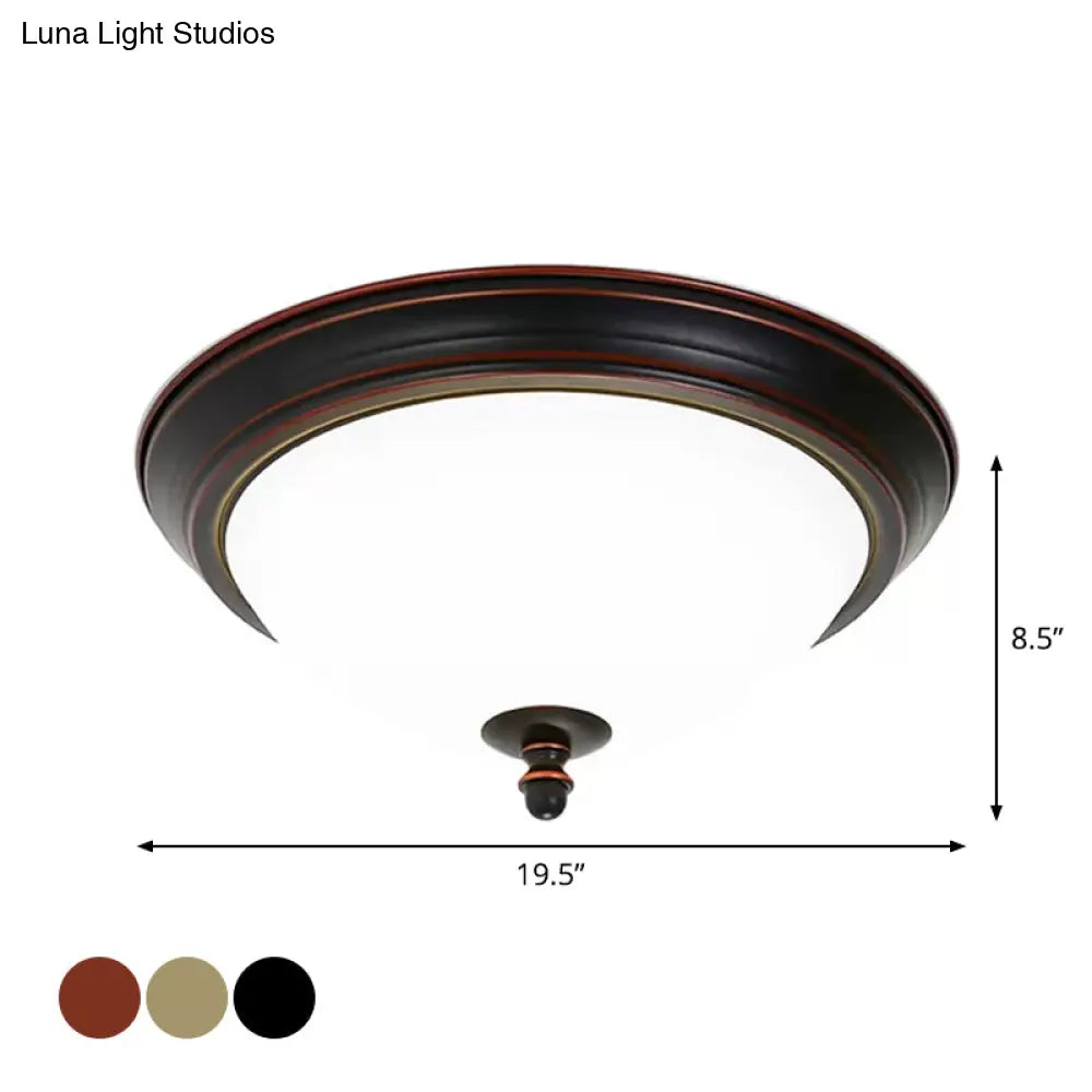Lámpara de techo LED DecorBites™ con forma de cuenco, diseño minimalista en negro/bronce/café oscuro, pantalla de cristal opalino, montaje empotrado, 38 cm/50 cm de ancho