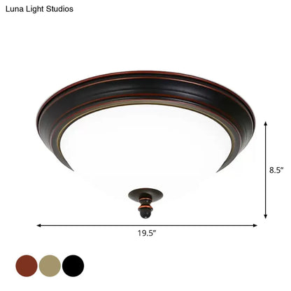 Lámpara de techo LED DecorBites™ con forma de cuenco, diseño minimalista en negro/bronce/café oscuro, pantalla de cristal opalino, montaje empotrado, 38 cm/50 cm de ancho