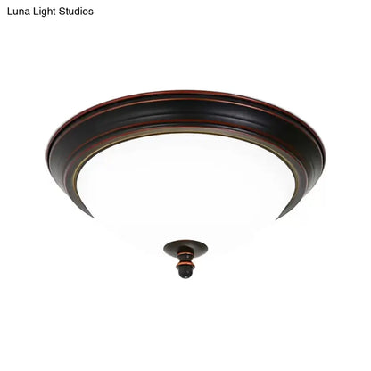 Lámpara de techo LED DecorBites™ con forma de cuenco, diseño minimalista en negro/bronce/café oscuro, pantalla de cristal opalino, montaje empotrado, 38 cm/50 cm de ancho