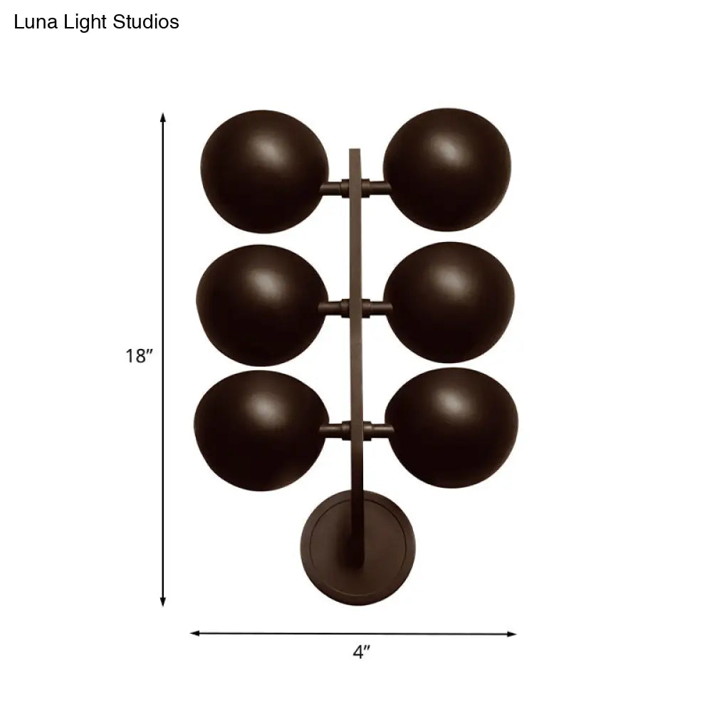Branch Design Black Metal 6-Head Wall Mount Sconce Lamp
