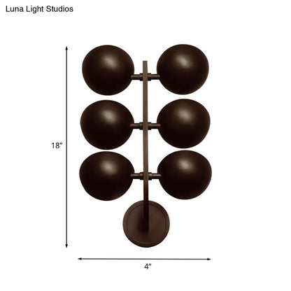 Branch Design Black Metal 6-Head Wall Mount Sconce Lamp