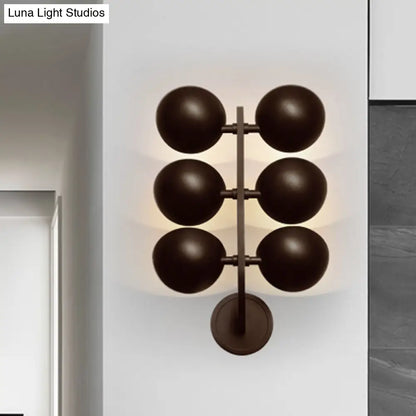 Branch Design Black Metal 6-Head Wall Mount Sconce Lamp