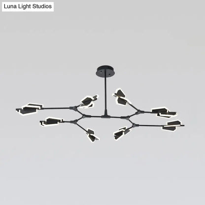 Branch Shaped LED Chandelier Light for Postmodern Metallic Living Room Ceiling Lighting