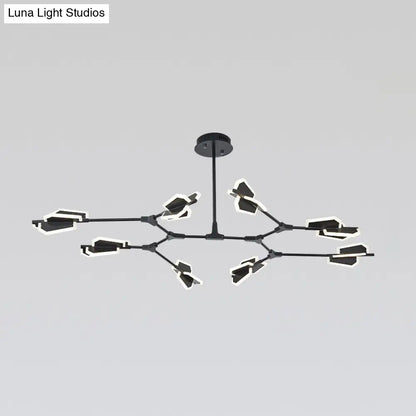 Branch Shaped LED Chandelier Light for Postmodern Metallic Living Room Ceiling Lighting