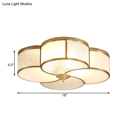 ديكوربايتس™ - مصباح سقف من النحاس بأربعة مصابيح مدمجة - زجاج مصنفر لغرفة المعيشة