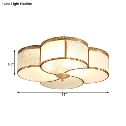 ديكوربايتس™ - مصباح سقف من النحاس بأربعة مصابيح مدمجة - زجاج مصنفر لغرفة المعيشة