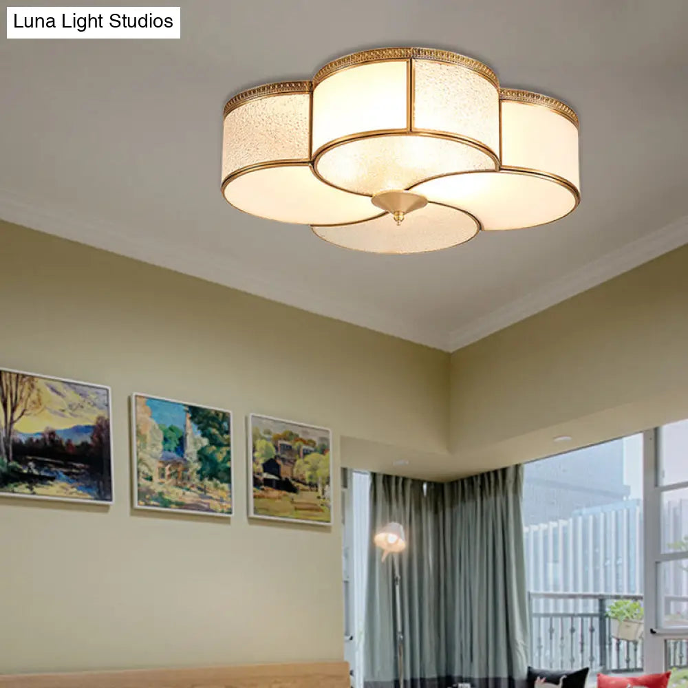 ديكوربايتس™ - مصباح سقف من النحاس بأربعة مصابيح مدمجة - زجاج مصنفر لغرفة المعيشة