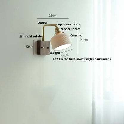 Brass and walnut ceramic led wall light featuring a copper and walnut sconce with ribbed ceramic led wall shade decorbites ceramic led