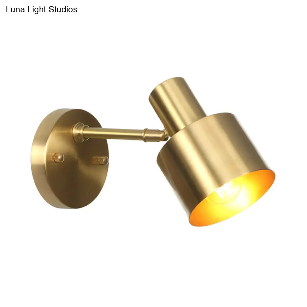 Brass Antique Wall Lamp Fixture with Frosted White Glass Tulip Shade - 1-Light Wall Mount Light