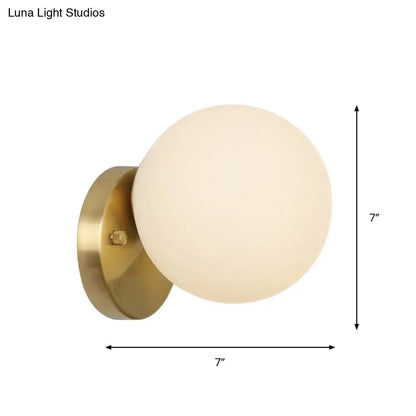 Brass Antique Wall Lamp Fixture with Frosted White Glass Tulip Shade - 1-Light Wall Mount Light