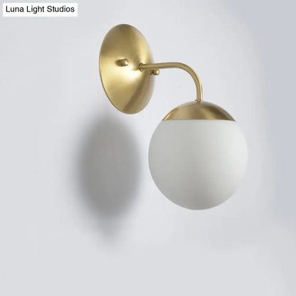 Brass Antique Wall Lamp Fixture with Frosted White Glass Tulip Shade - 1-Light Wall Mount Light